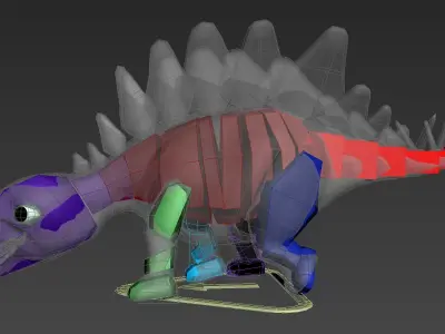 Rigged and Animated Cartoon Dinosaur 3D model
