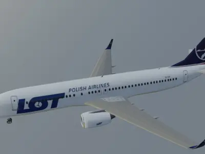 LOT Polish Airlines 737-800 low poly 3D model with cockpit  Low-poly 3D model