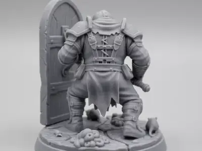 Pre-supported 32mm Grimdark Plague Knight - Fantasy Miniature  3D print model