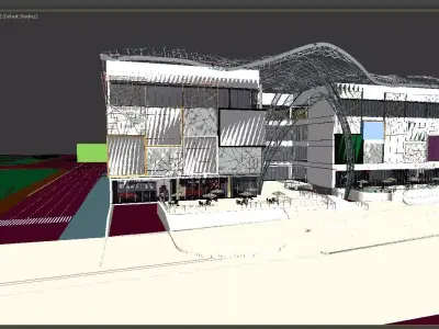 Exterior Retail Mall Animation Low-poly 3D model