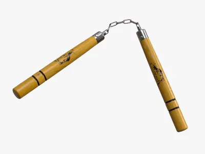 Nunchaku Bruce Lee in wood Low-poly 3D model