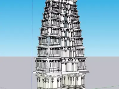 indian temple dome Low-poly 3D model