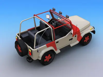 Lowpoly Jeep with interior 2 Low-poly 3D model