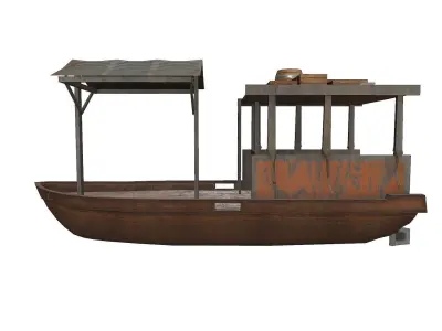 Old Wooden Boat Low-poly Low-poly 3D model