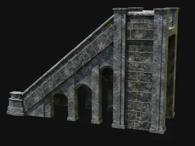 STAIRS COLUMNS GATE STAIR PLATFORM PIER TEMPLE PORTAL COLLECTION Low-poly 3D model