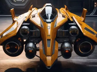 Futuristic spacecraft Low-poly 3D model