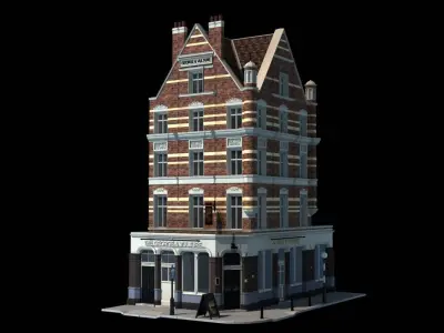 Historic London Corner Building 3D model