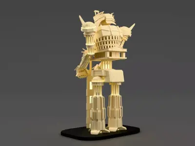 Underworld Realm Titan  3D Printable Fantasy Mech Statue Low-poly 3D model