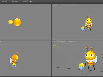 Cartoon bee - honey Low-poly 3D model