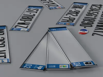 Customizable French License Plate Low-poly 3D model