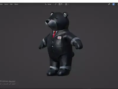 Grey Tedy Bear wearing work Suit Toy Low-poly 3D model