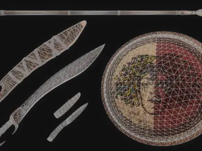 Ancient Greek Hoplite Weapons Pack Low-poly 3D model