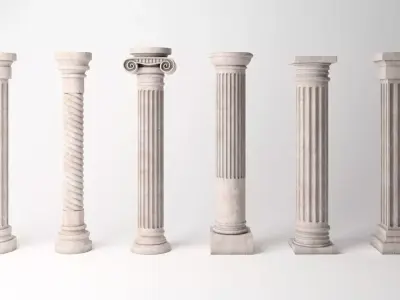 Antique Column Pack - 6 Pieces Low-poly 3D model