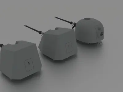 Naval Gun OTO Melara 76mm Family 3D model