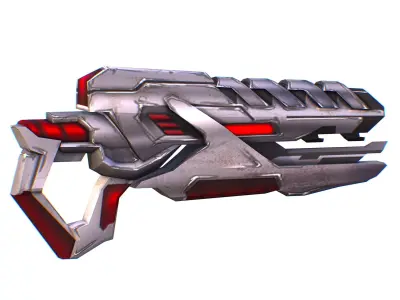 Assault rifle of the future weapon gun Nuff barrel blaster laser Low-poly 3D model