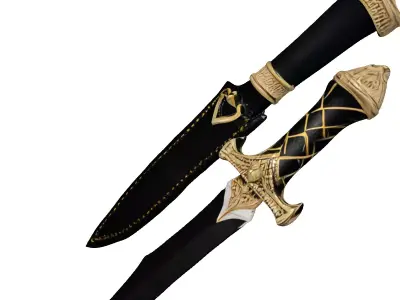 Obsidian Dagger with Gold Inlay 3D model