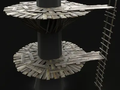 TREE PLATFORM WOODEN CONSTRUCTION SCOUT TOWER WATCHTOWER NEXTGEN Low-poly 3D model