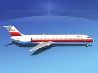 Douglas DC-9-40 PSA 3D model