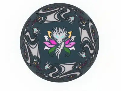 Enchanted Lotus Dragon Egg Embossed and Debossed 3D print model