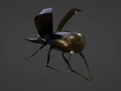 RIGED AND ANIMATED BEETLE Low-poly 3D model