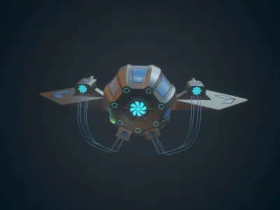 Sci-fi Military drone - 02 Low-poly 3D model