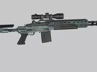 Sniper Denel 4NTW-20 Low-Poly 3D Model Low-poly 3D model