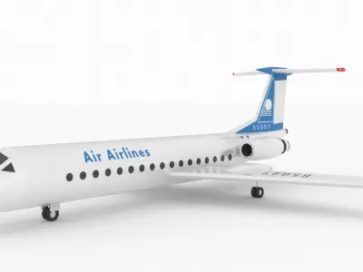 TU 134 Airplane Stylized lowpoly Low-poly 3D model