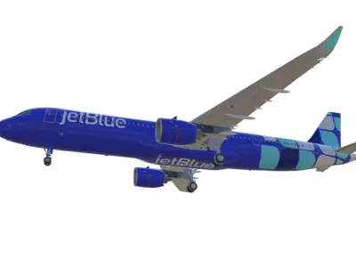 Airbus A321neo jetBlue Airways New Livery Low-poly 3D model