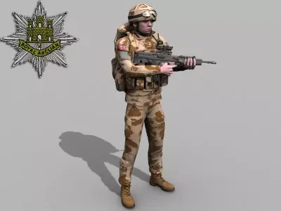 British Royal East Anglian Desert Rigged Soldier 3D model
