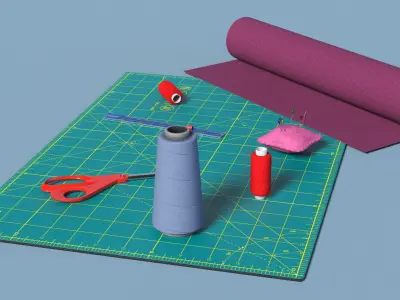 Tailor Workstation Set with Tools 3D model
