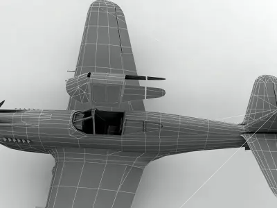  Curtiss P40-B Aircraft WWII Low-poly 3D model