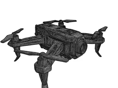 Modern Surveillance Drone Quadcopter 3D Model Low-poly 3D model