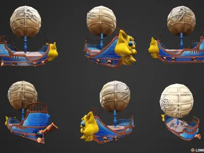 Stylized Pirate Ships Low-poly 3D model