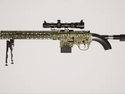 Sniper Rifle 1 Used Low-poly 3D model