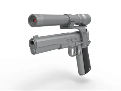 Pistol AMT Hardballer Long Slide from the movie Terminator 1984 3D model