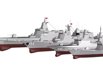 Type 055 destroyer    052D destroyer    054A    054B frigate 3D model