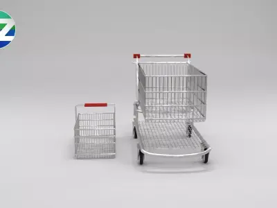 Panier a roulettes Low-poly 3D model