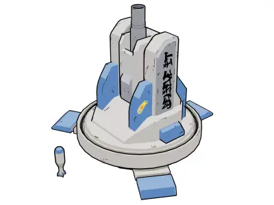 3D stylised sci-fi turrets asset-pack Low-poly 3D model