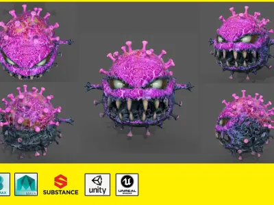 Covid monster Low-poly 3D model