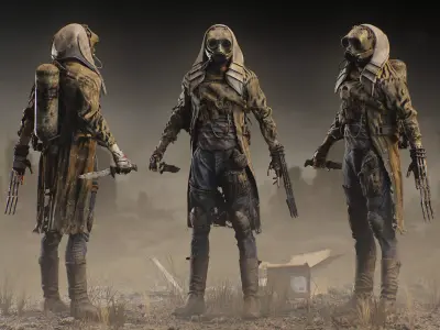 Post Apocalytic Hunter Low-poly 3D model