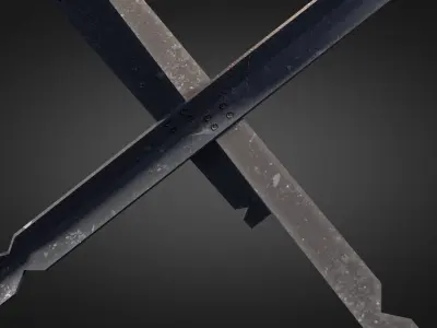 Hedgehog metal cross Low-poly 3D model