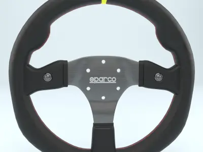 Steering Wheel Sparco R330B Leather Black 3D model