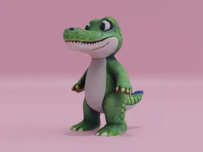 Alligator Character A-pose Crocodile Free low-poly 3D model