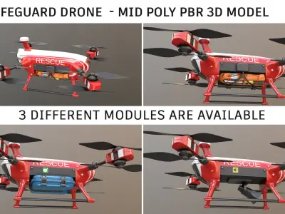 Lifeguard Drone Low-poly 3D model