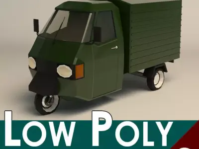 Low Poly Three Wheeled Van 02 Low-poly 3D model