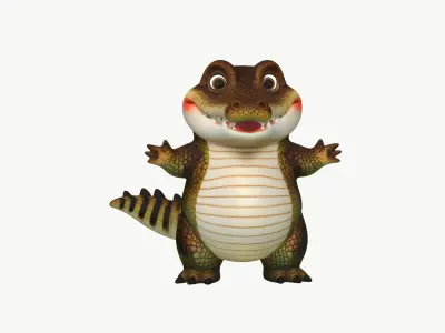High-Quality Cartoon Crocodile PBR 3D model