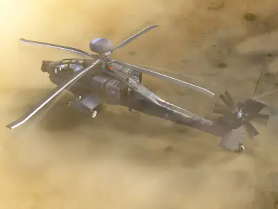 AH64E Apache Longbow Helicopter Gray Low-poly 3D model