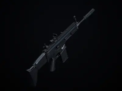 SCAR H PBR assault rifle Low-poly 3D model