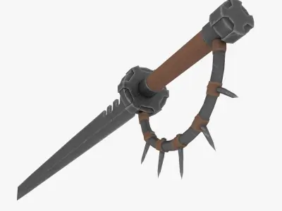 Sword with a spiked handle Low-poly 3D model