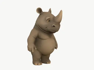 High-Quality Stylized Cartoon Rhinoceros 3D model